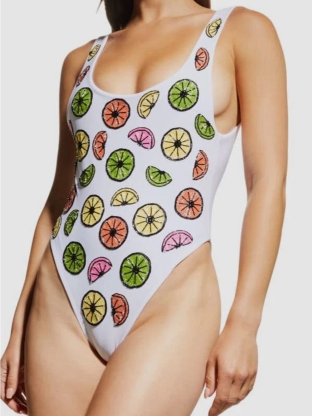Oceanus Felicity White Citrus One-Piece Swimsuit